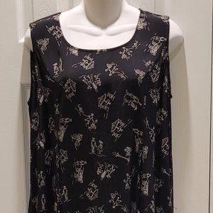 Coldwater Creek Ladies Long Black Print Tank Dress sz. L